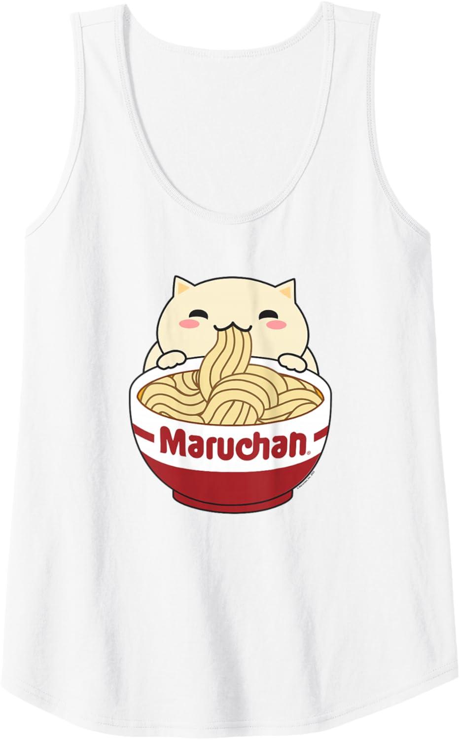 image:imageMaruchan Instant Lunch Cute Cat Ramen Bowl Logo Tank TopWhite