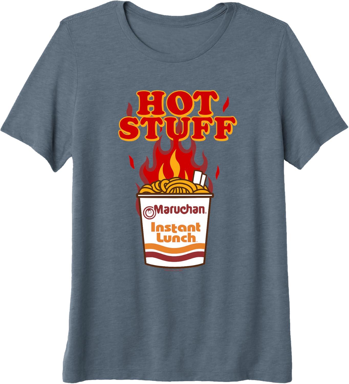 image:imageMaruchan Instant Lunch Hot Stuff Flaming Noodles Retro Shot Premium Triblend TShirtSlate Grey