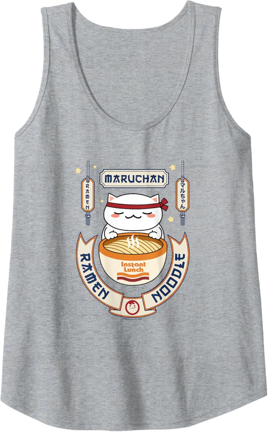 image:imageMaruchan Instant Lunch Kawaii Cat Ramen Noodle Bowl Tank TopHeather Grey