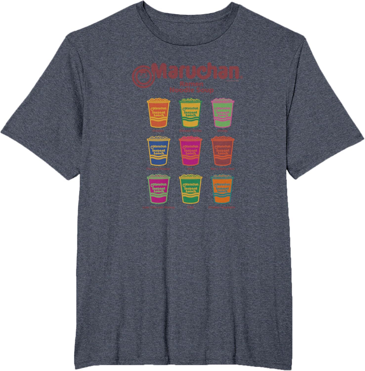 image:imageMaruchan Instant Lunch Noodle Cup Flavors Colour Pop TShirtHeather Blue