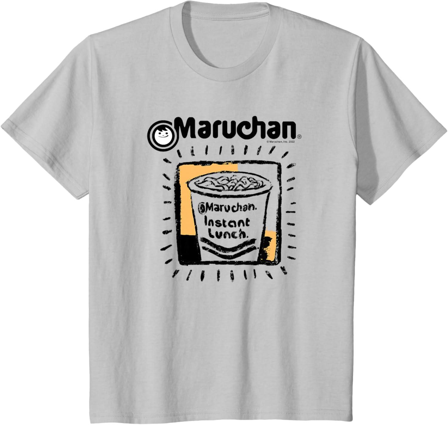 image:imageMaruchan Instant Lunch Ramen Cup Crayon Drawing Logo TShirtSilver Grey
