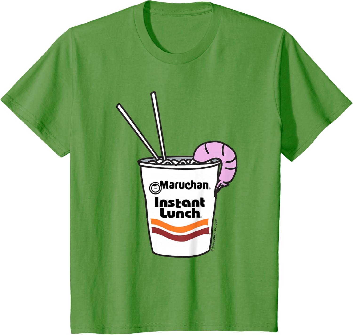 image:imageMaruchan Instant Lunch Ramen Cup Drawing Shrimp Logo TShirtGrass Green