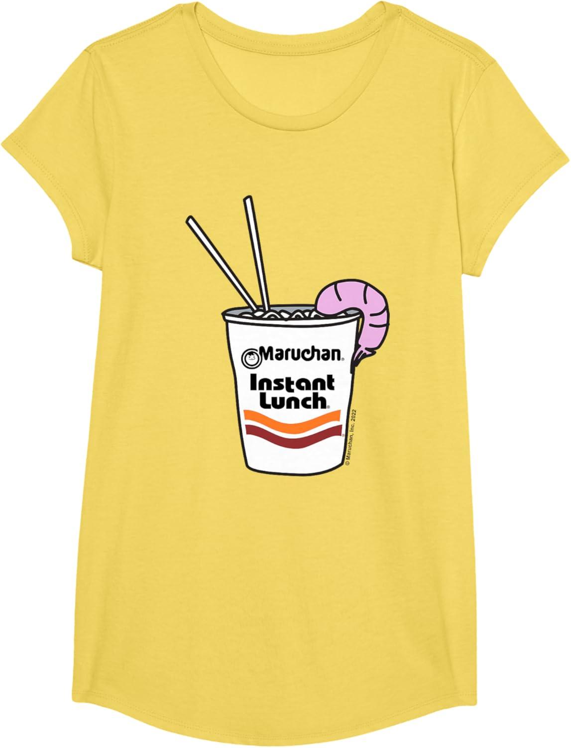 image:imageMaruchan Instant Lunch Ramen Cup Drawing Shrimp Logo TShirtLemon Yellow
