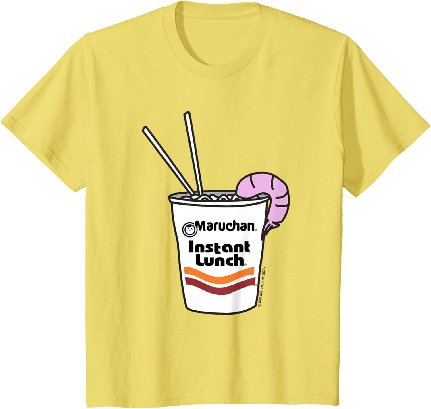 image:imageMaruchan Instant Lunch Ramen Cup Drawing Shrimp Logo TShirtLemon Yellow