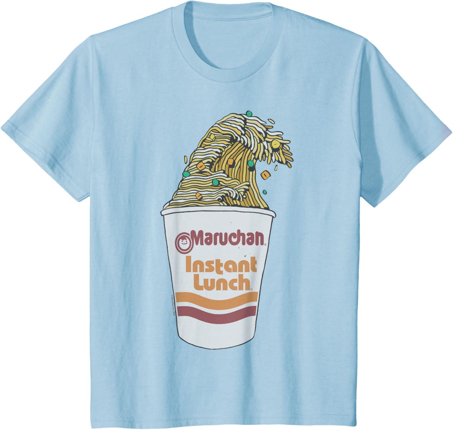 image:imageMaruchan Instant Lunch Ramen Cup Noodle Wave Logo TShirtBaby Blue