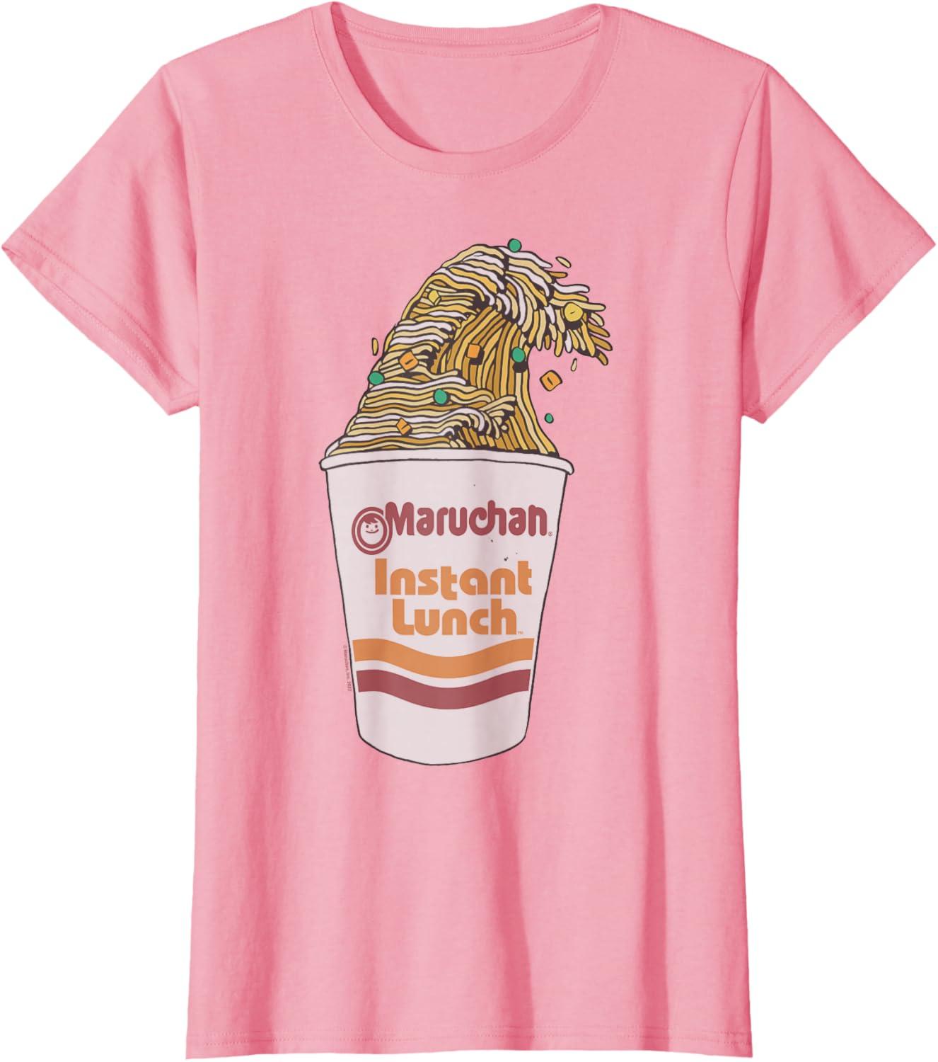 image:imageMaruchan Instant Lunch Ramen Cup Noodle Wave Logo TShirtPink