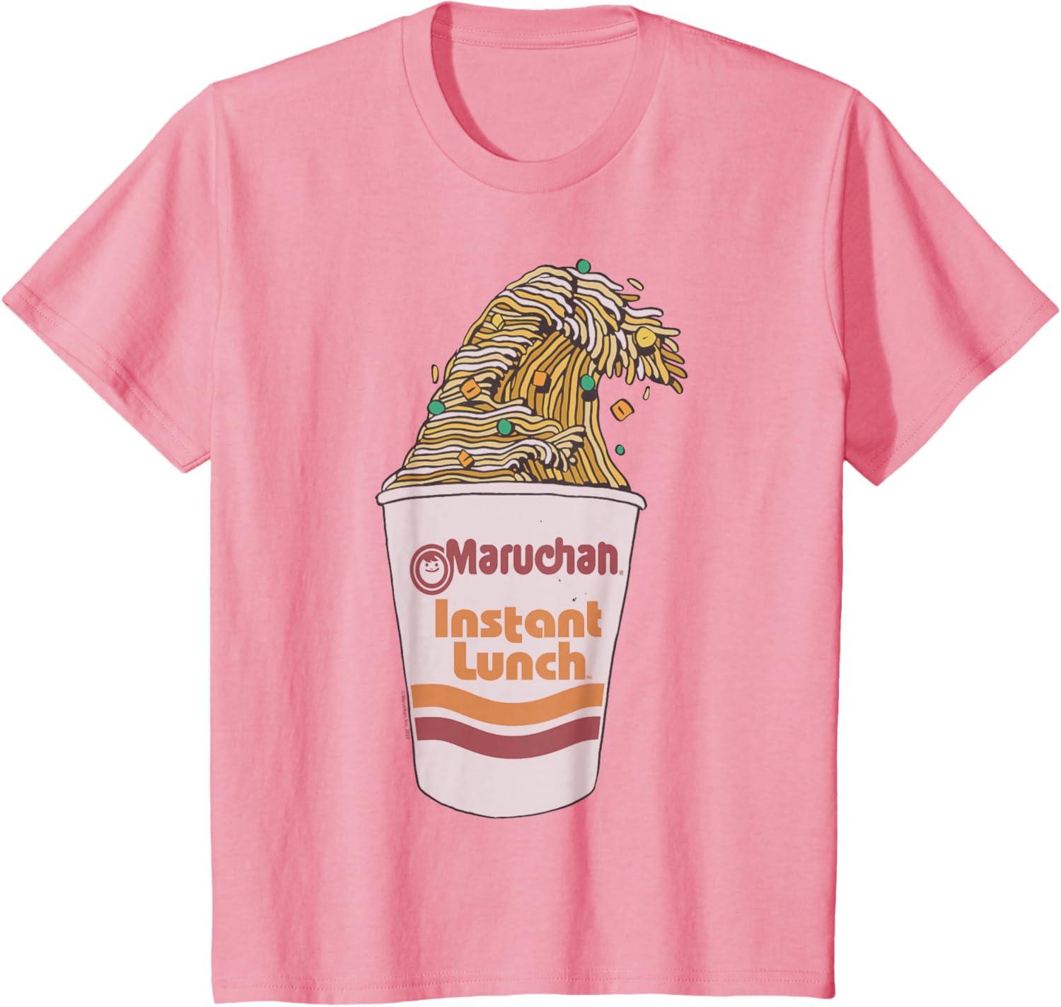 image:imageMaruchan Instant Lunch Ramen Cup Noodle Wave Logo TShirtPink