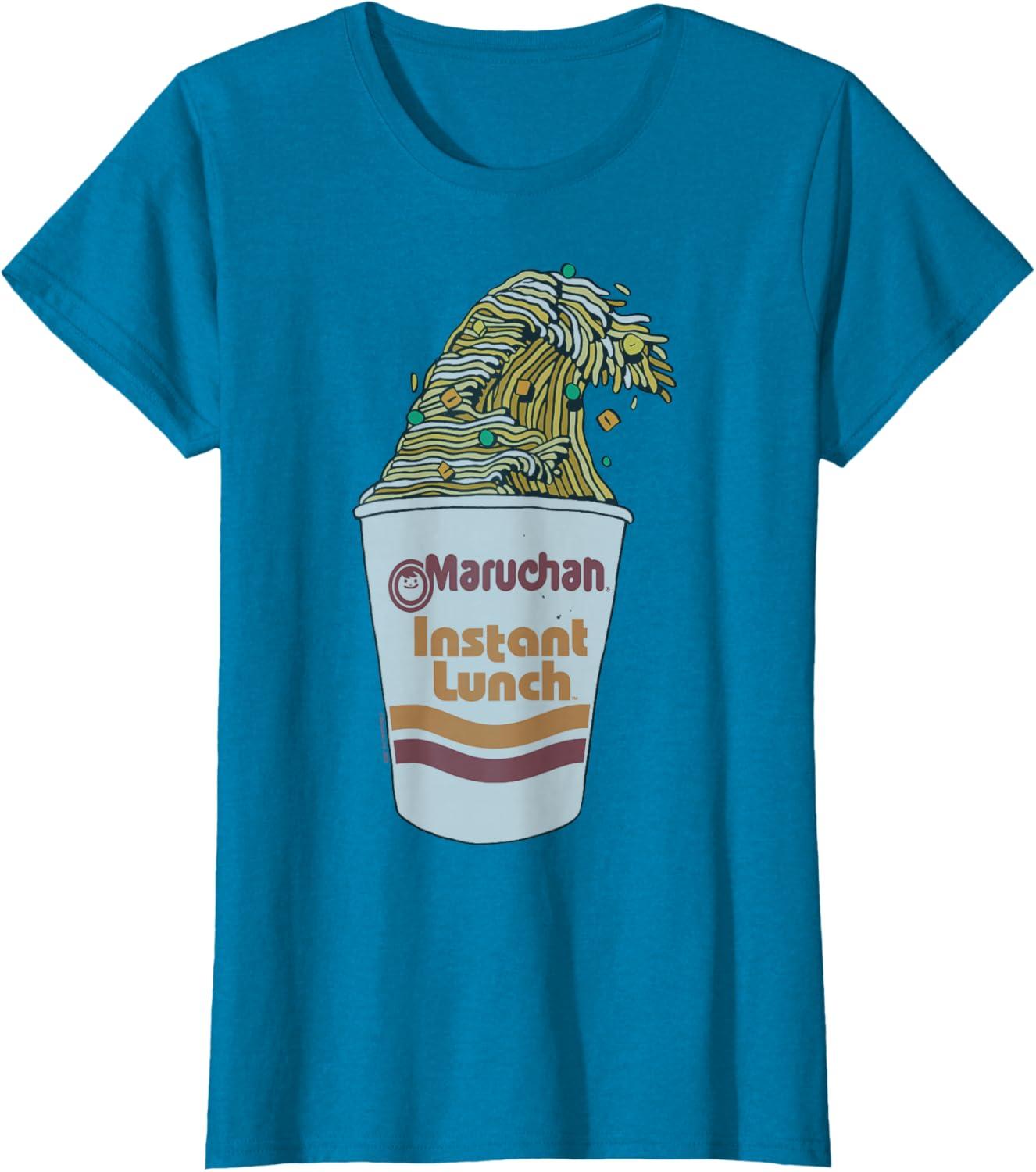 image:imageMaruchan Instant Lunch Ramen Cup Noodle Wave Logo TShirtSapphire Blue