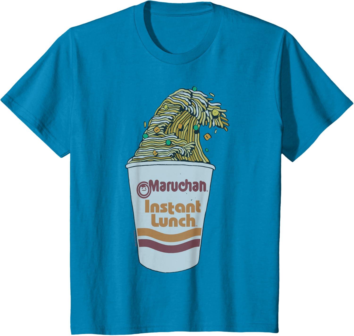 image:imageMaruchan Instant Lunch Ramen Cup Noodle Wave Logo TShirtSapphire Blue