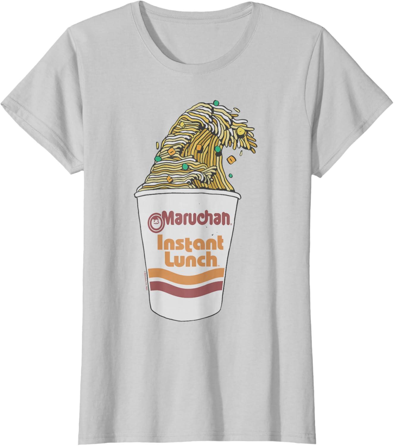 image:imageMaruchan Instant Lunch Ramen Cup Noodle Wave Logo TShirtSilver Grey