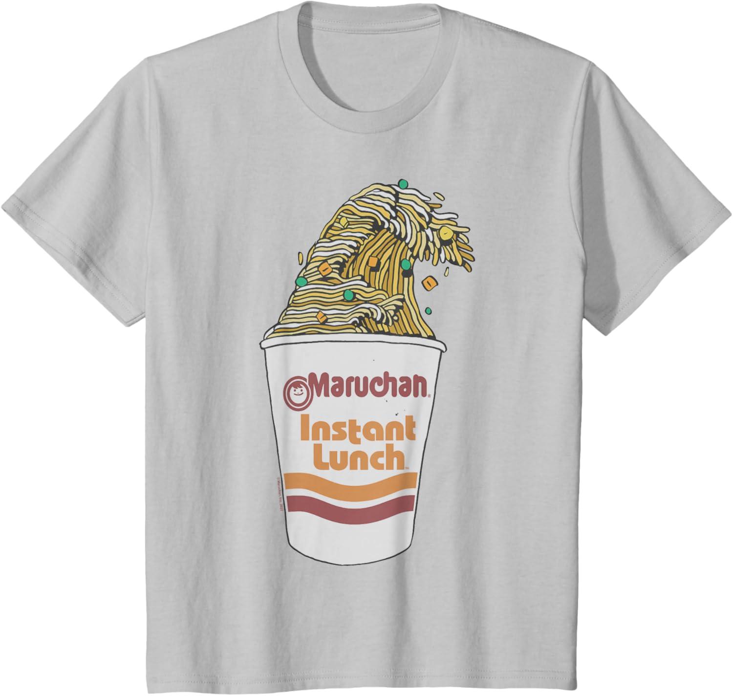 image:imageMaruchan Instant Lunch Ramen Cup Noodle Wave Logo TShirtSilver Grey