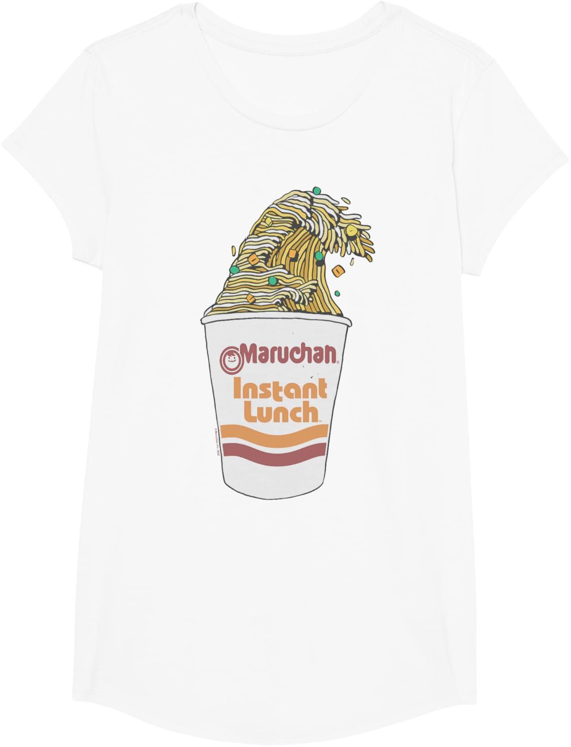 image:imageMaruchan Instant Lunch Ramen Cup Noodle Wave Logo TShirtWhite