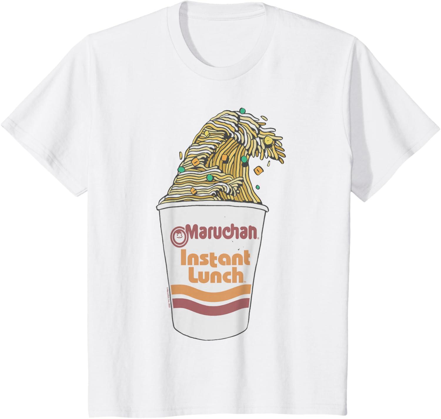 image:imageMaruchan Instant Lunch Ramen Cup Noodle Wave Logo TShirtWhite