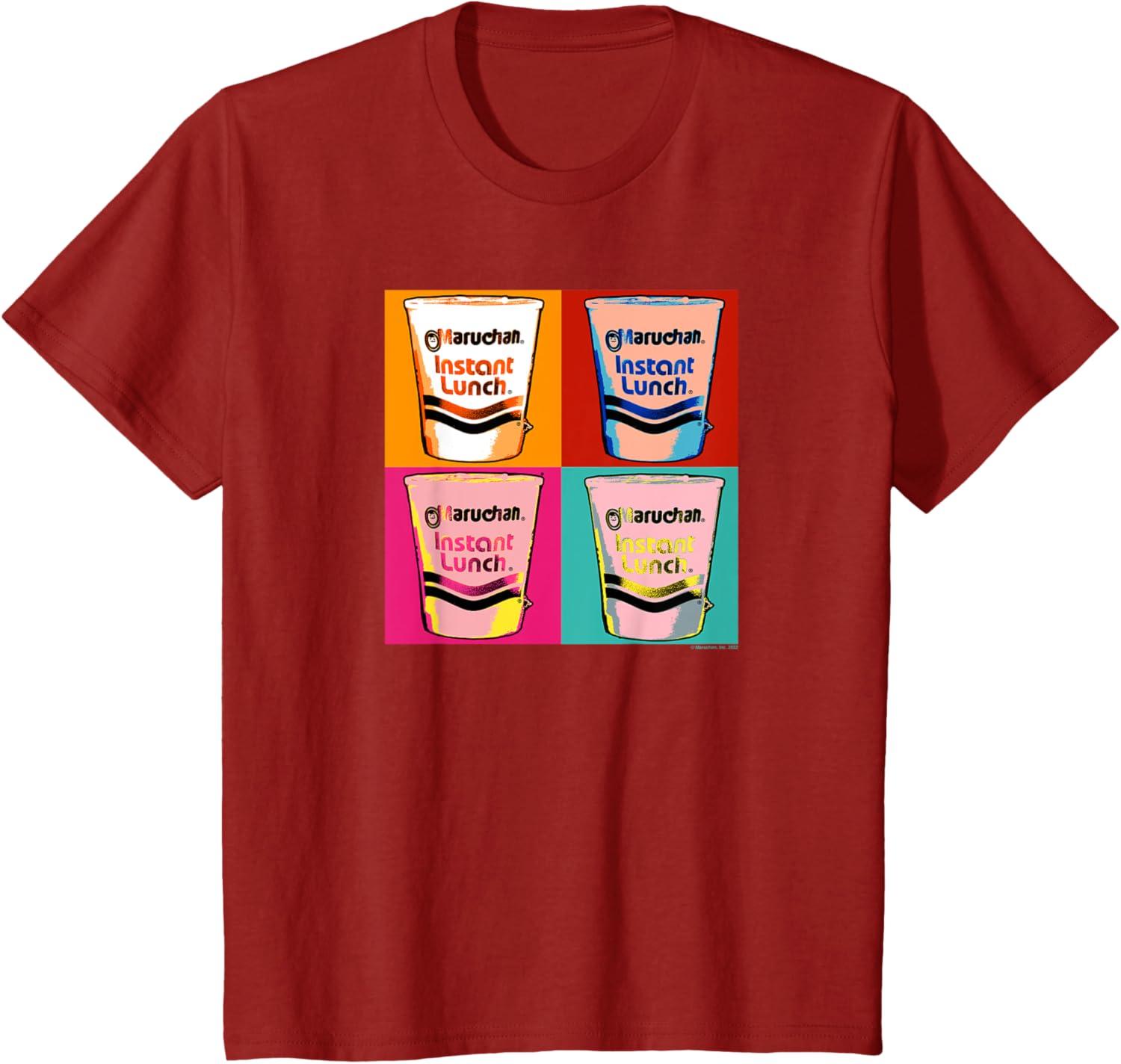 image:imageMaruchan Instant Lunch Ramen Cups Pop Art Painting TShirtCranberry Red