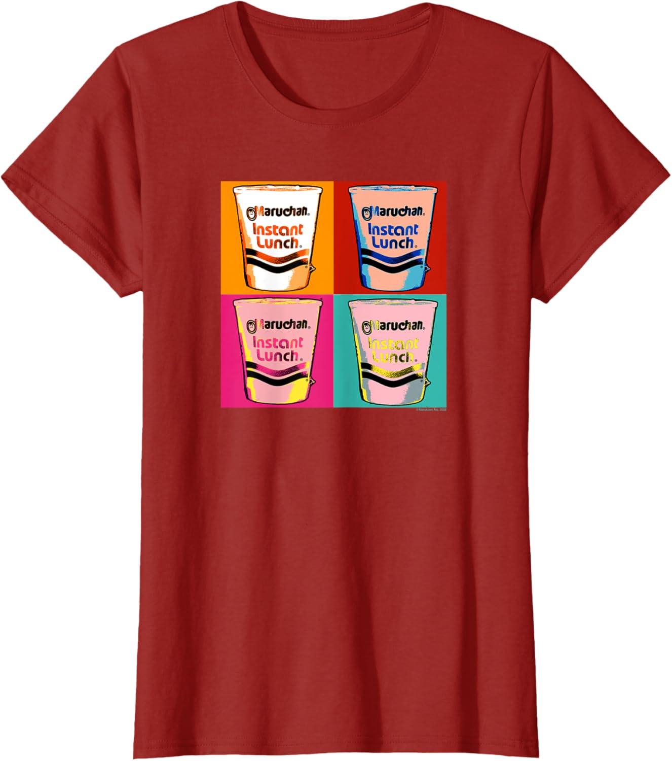 image:imageMaruchan Instant Lunch Ramen Cups Pop Art Painting TShirtCranberry Red