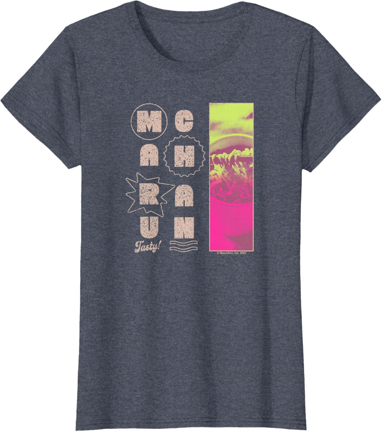 image:imageMaruchan Instant Lunch Tasty Neon Picture Retro Poster TShirtHeather Blue