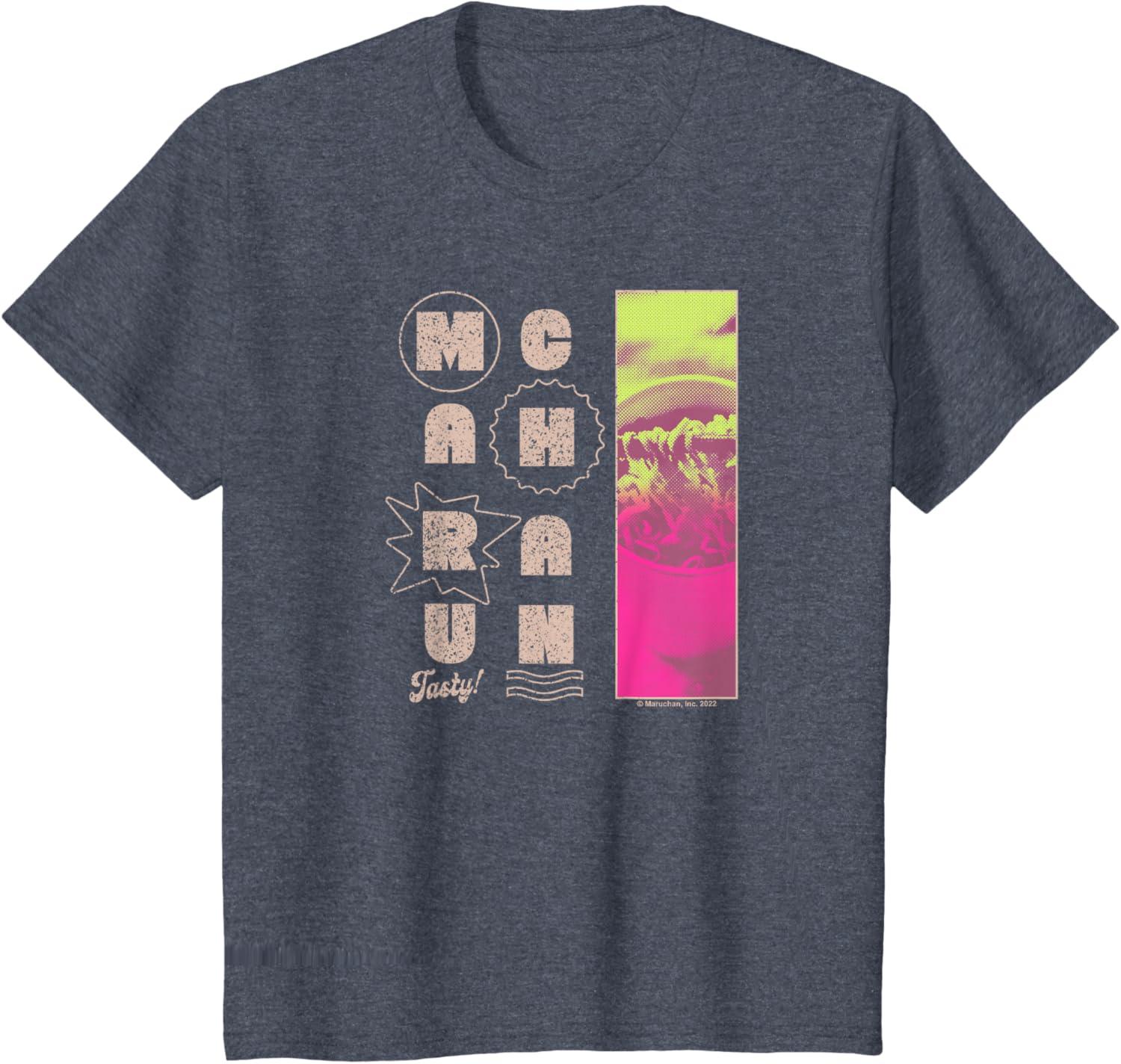 image:imageMaruchan Instant Lunch Tasty Neon Picture Retro Poster TShirtHeather Blue