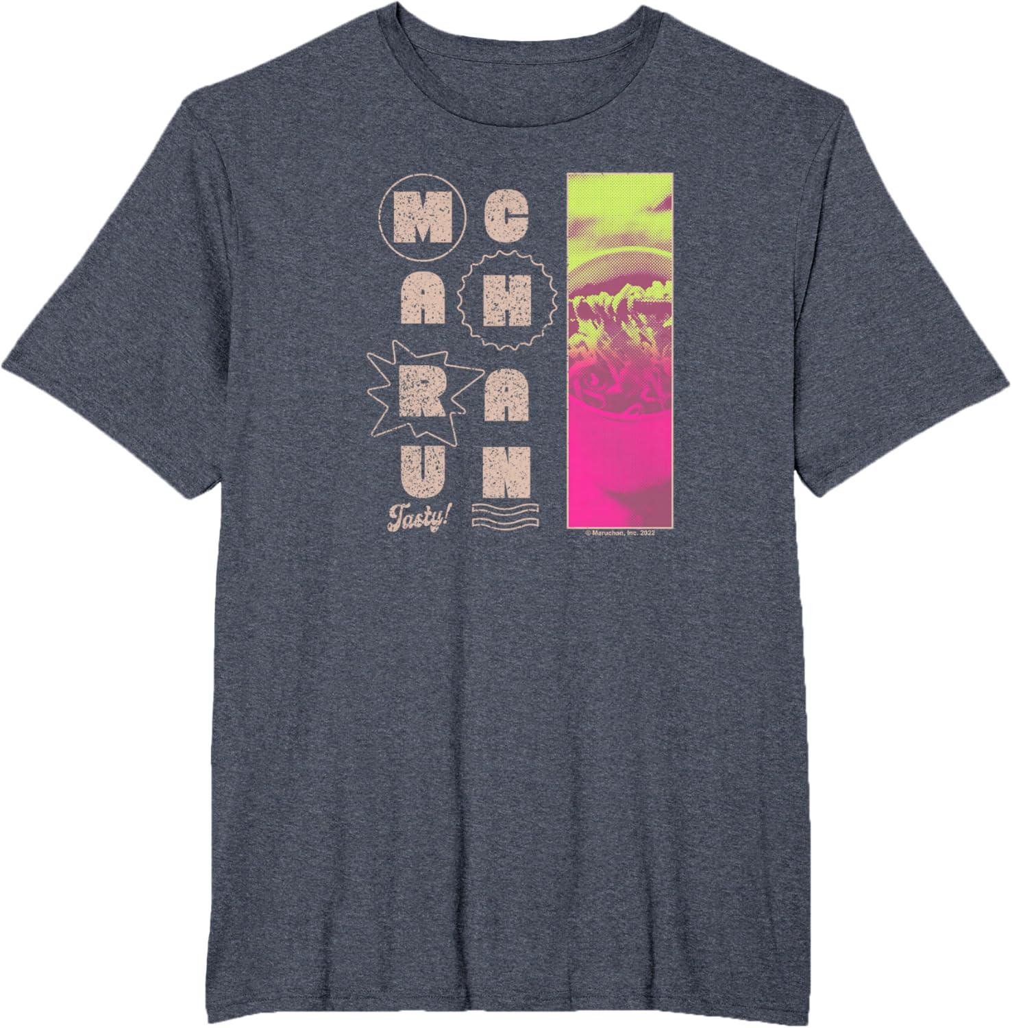 image:imageMaruchan Instant Lunch Tasty Neon Picture Retro Poster TShirtHeather Blue