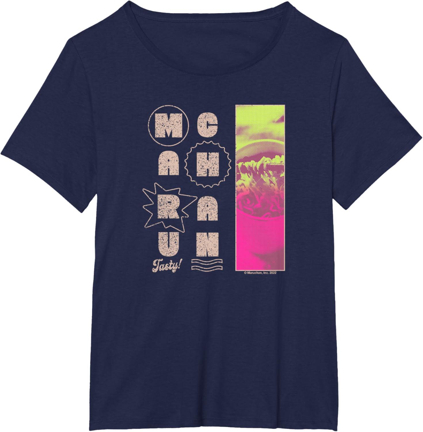 image:imageMaruchan Instant Lunch Tasty Neon Picture Retro Poster TShirtNavy Blue