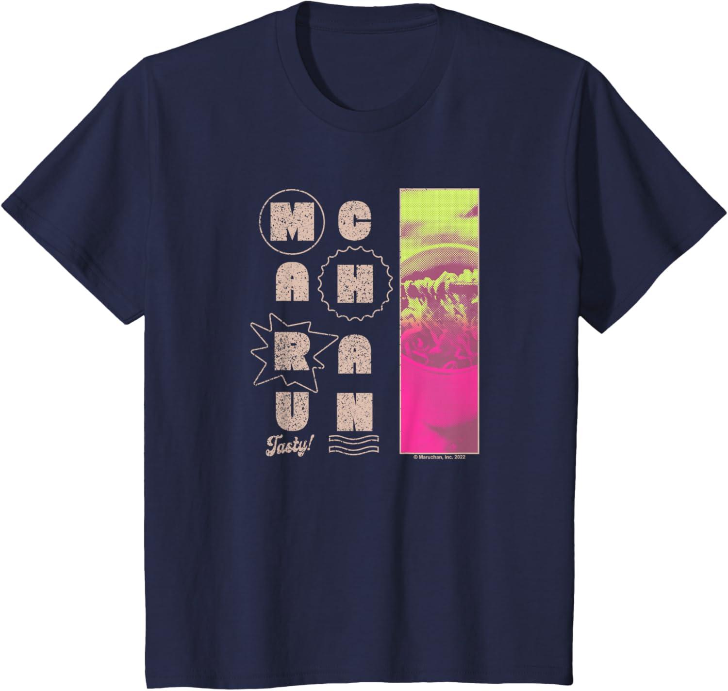 image:imageMaruchan Instant Lunch Tasty Neon Picture Retro Poster TShirtNavy Blue