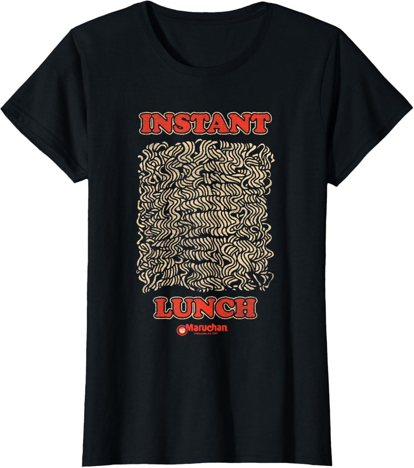 image:imageMaruchan Instant Lunch Uncooked Pasta Distressed Portrait TShirtBlack