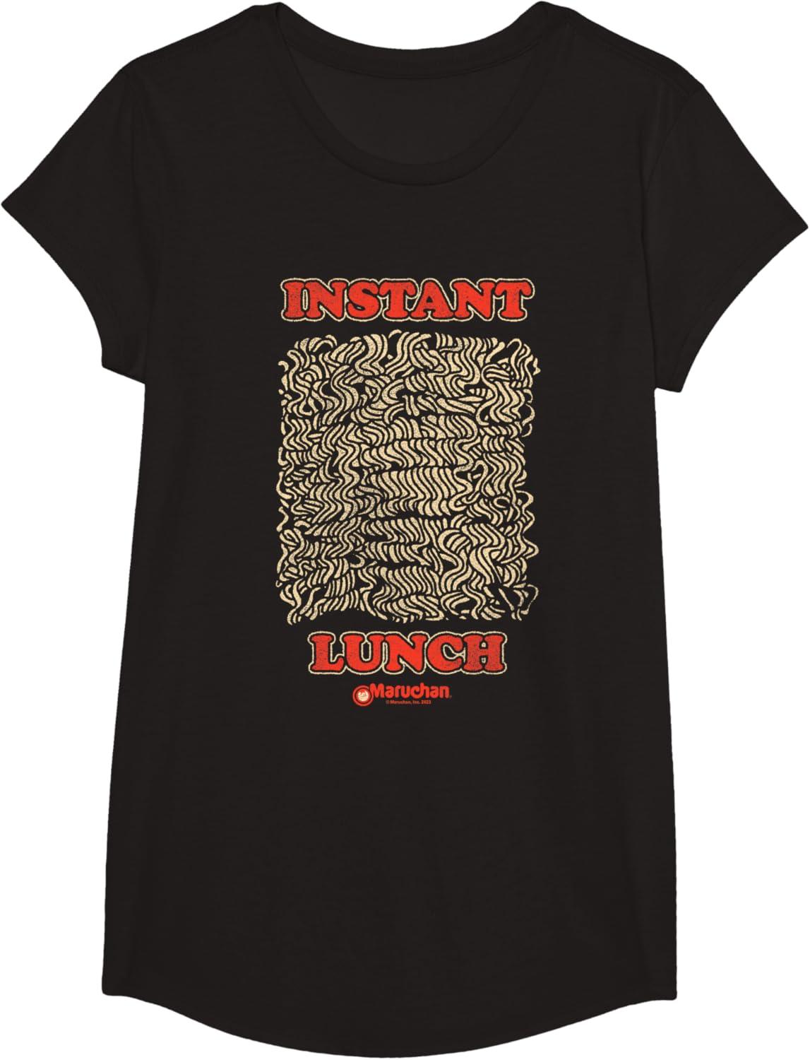 image:imageMaruchan Instant Lunch Uncooked Pasta Distressed Portrait TShirtBlack