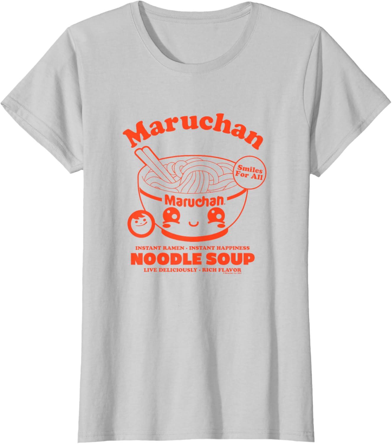 image:imageMaruchan Instant Ramen Instant Happiness Kawaii Bowl Logo TShirtSilver Grey