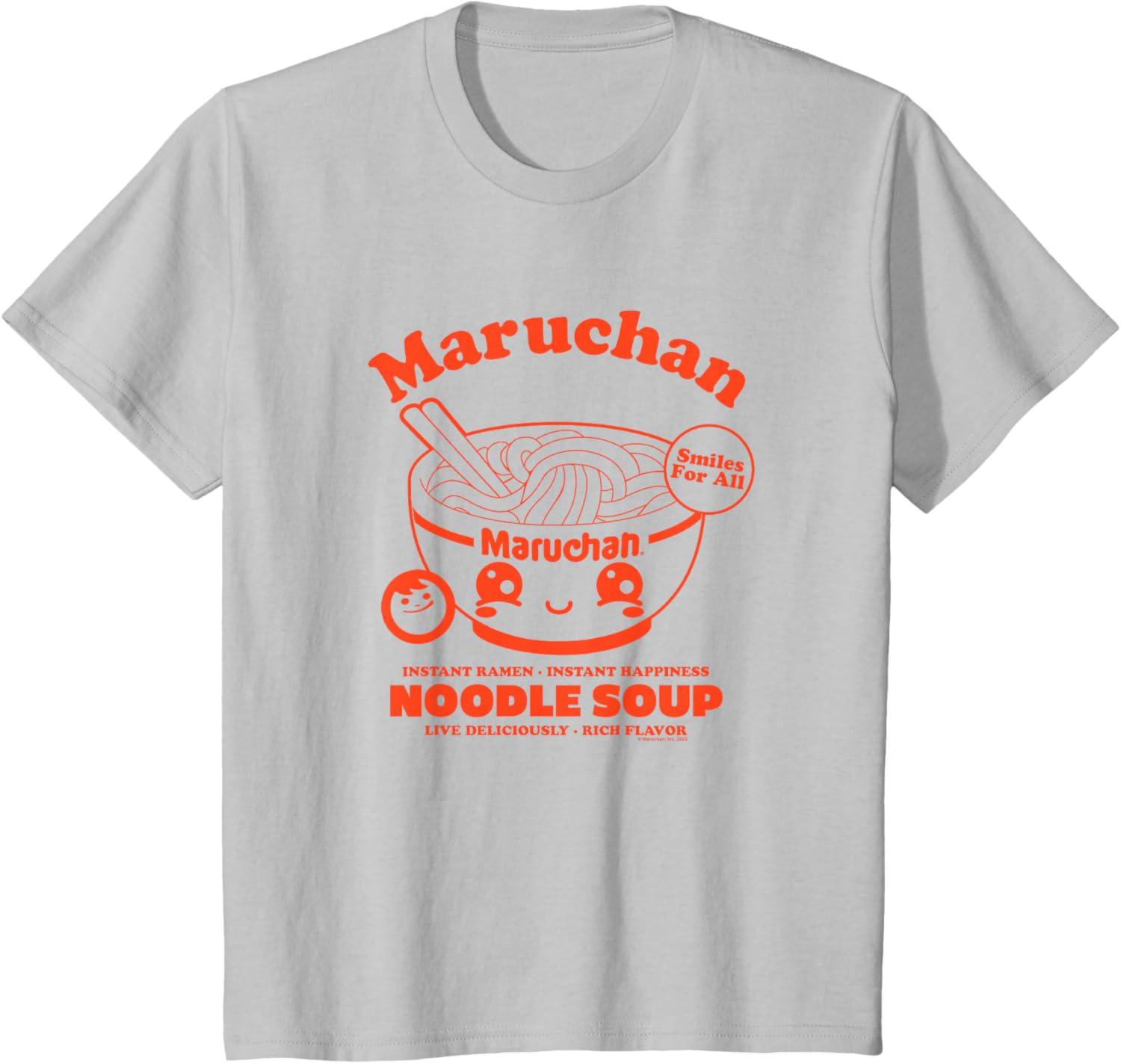 image:imageMaruchan Instant Ramen Instant Happiness Kawaii Bowl Logo TShirtSilver Grey