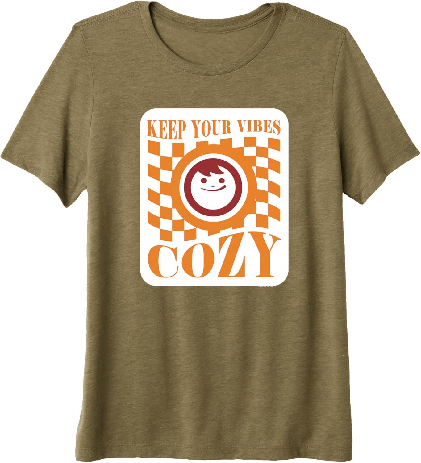 image:imageMaruchan Keep Your Vibes Cozy Checker Smiley Face Logo Premium Triblend TShirtOlive Green