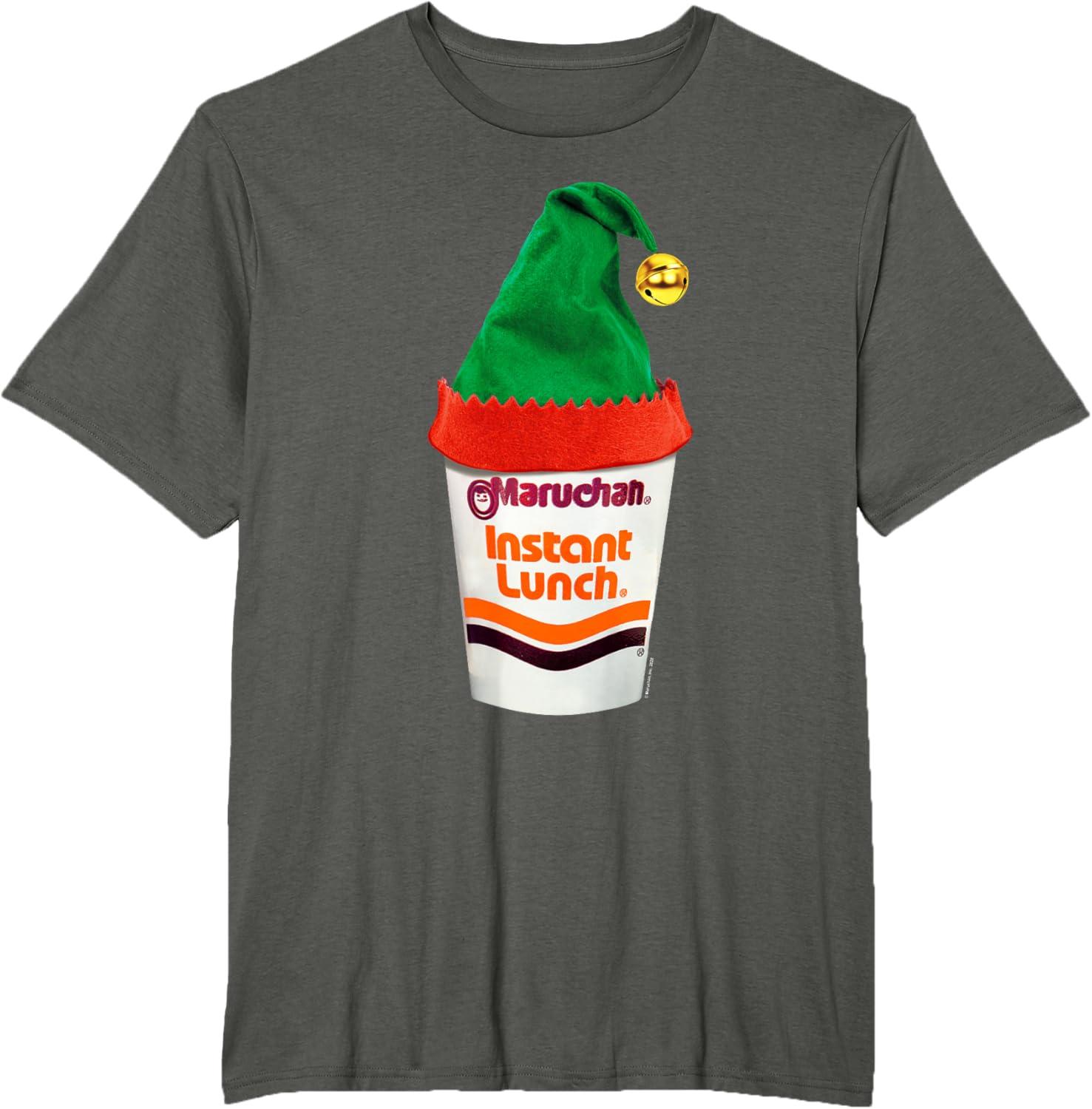 image:imageMaruchan Ramen Cup Christmas Elf Hat TShirtAsphalt Grey