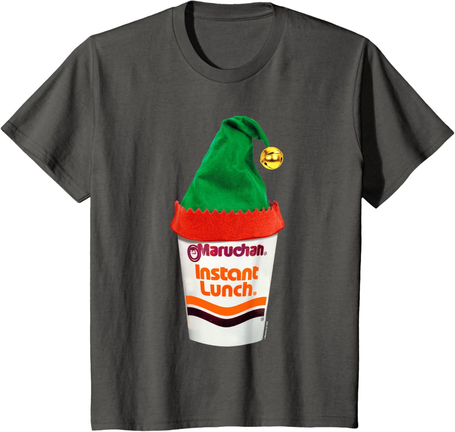 image:imageMaruchan Ramen Cup Christmas Elf Hat TShirtAsphalt Grey