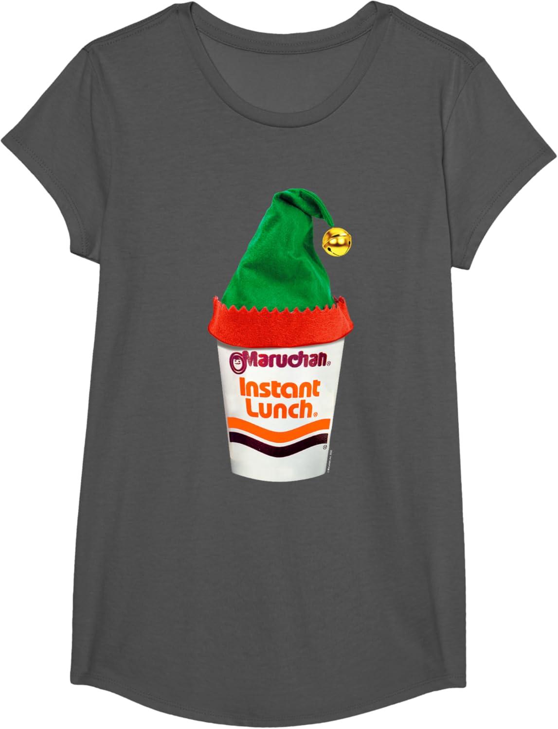 image:imageMaruchan Ramen Cup Christmas Elf Hat TShirtAsphalt Grey