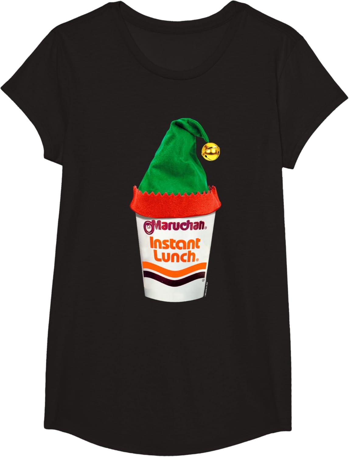 image:imageMaruchan Ramen Cup Christmas Elf Hat TShirtBlack