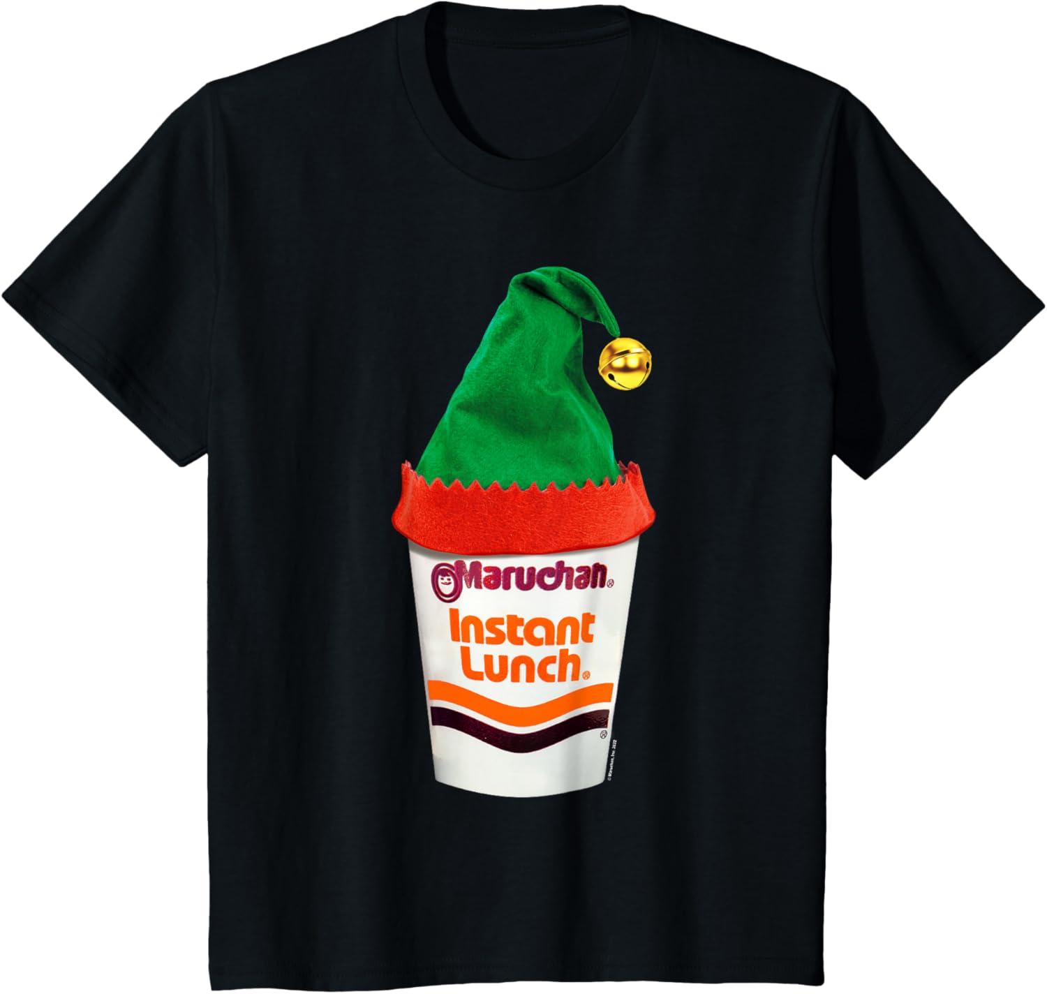image:imageMaruchan Ramen Cup Christmas Elf Hat TShirtBlack