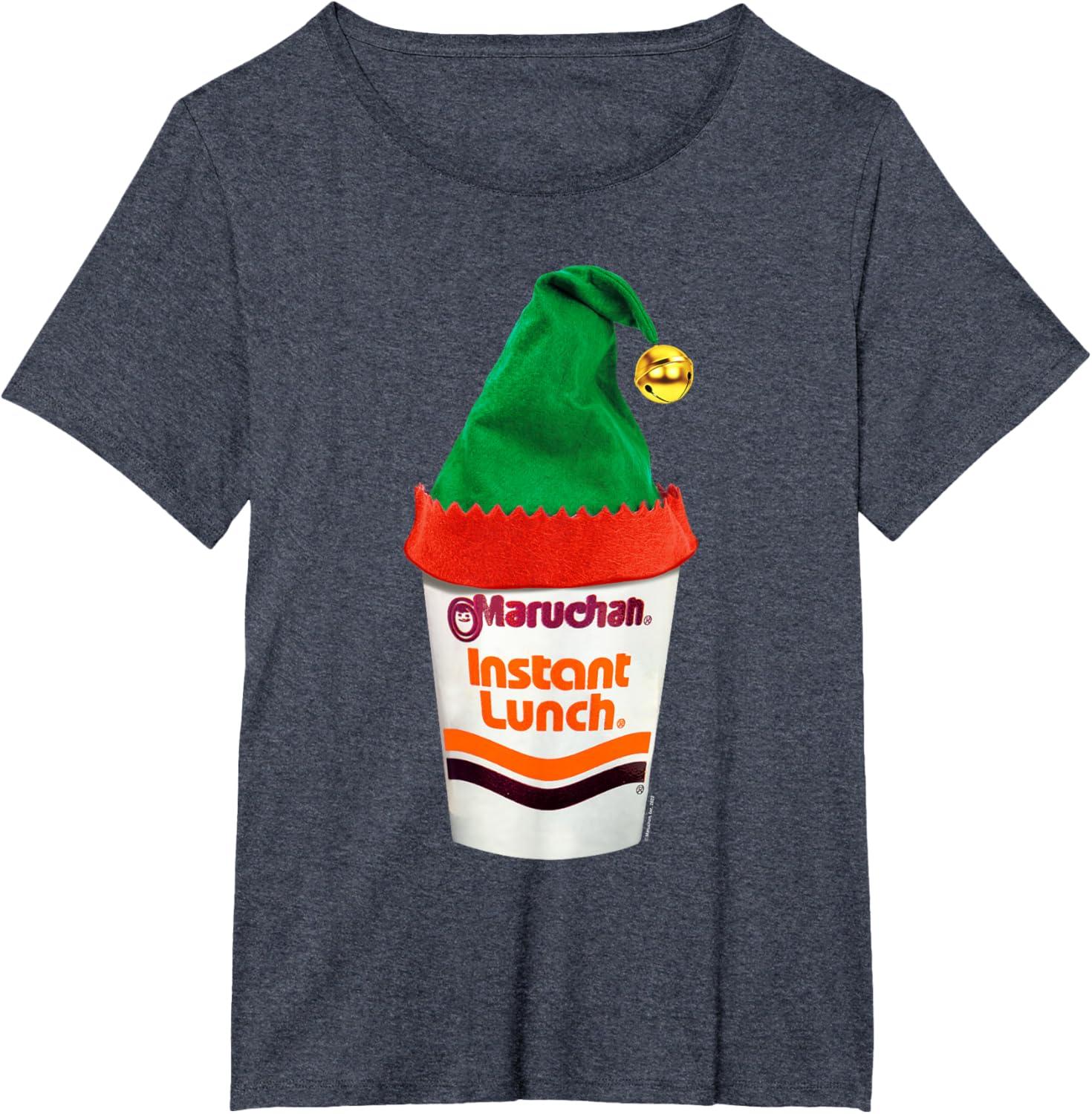image:imageMaruchan Ramen Cup Christmas Elf Hat TShirtHeather Blue