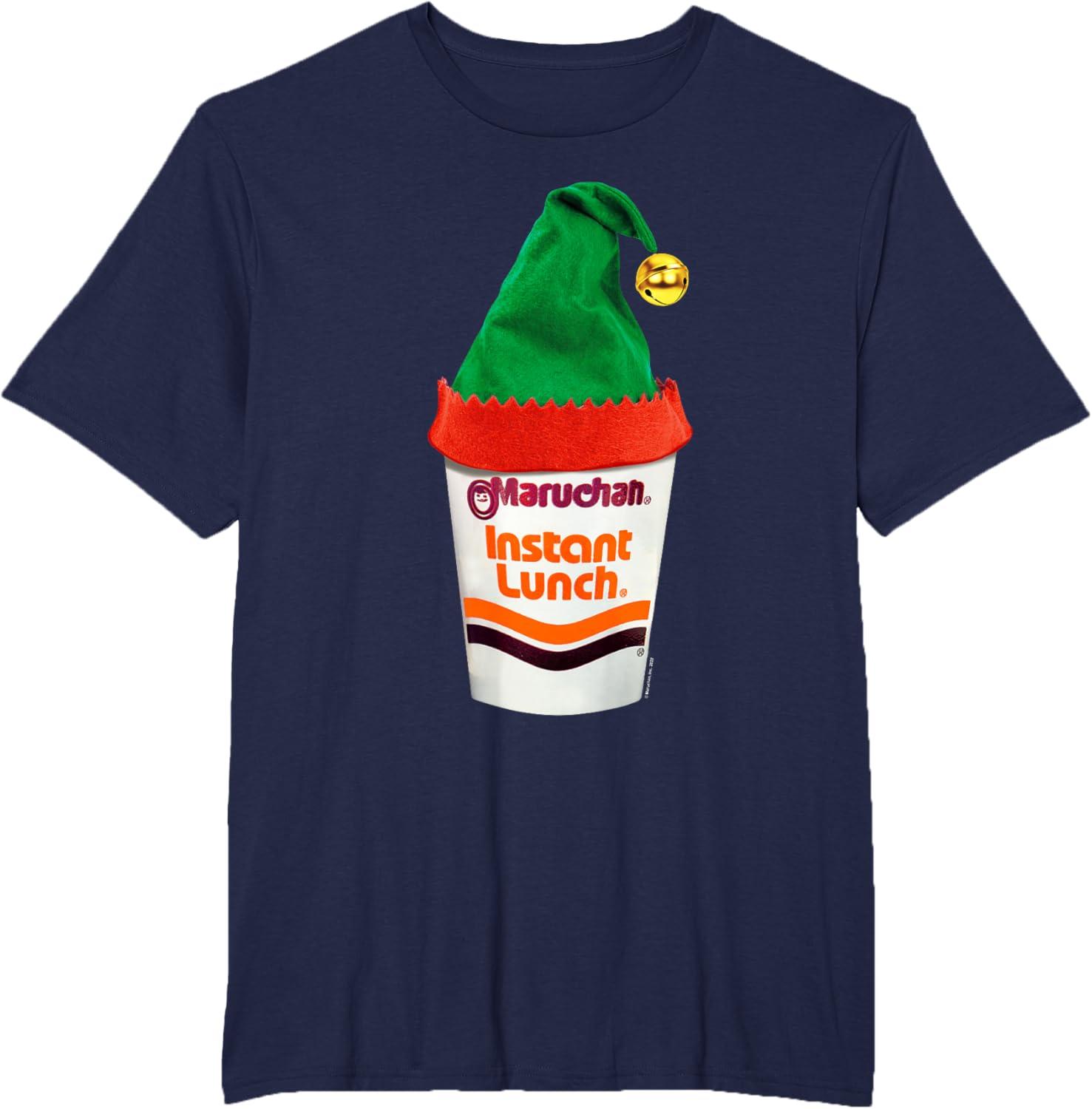 image:imageMaruchan Ramen Cup Christmas Elf Hat TShirtNavy Blue