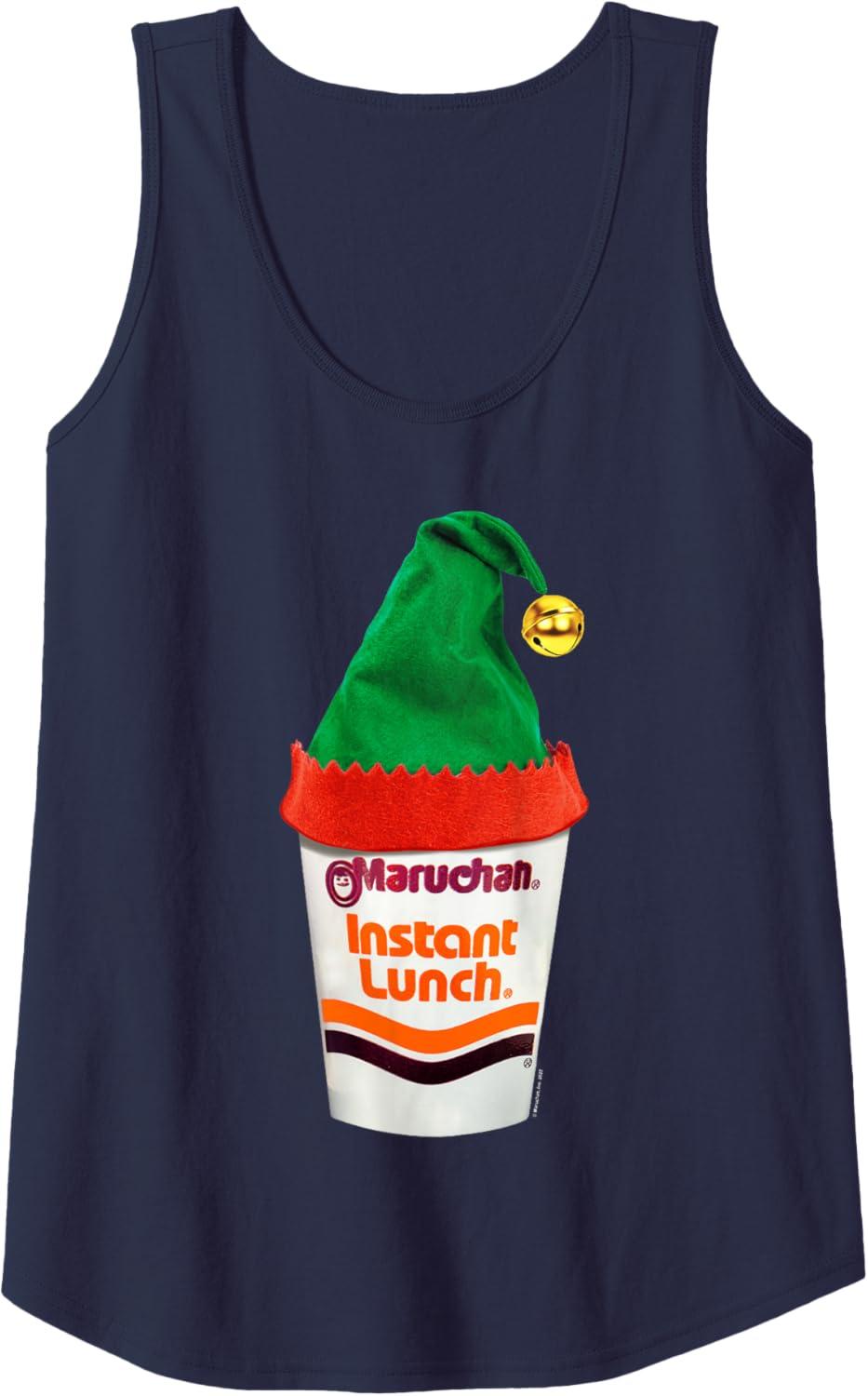image:imageMaruchan Ramen Cup Christmas Elf Hat Tank TopNavy Blue