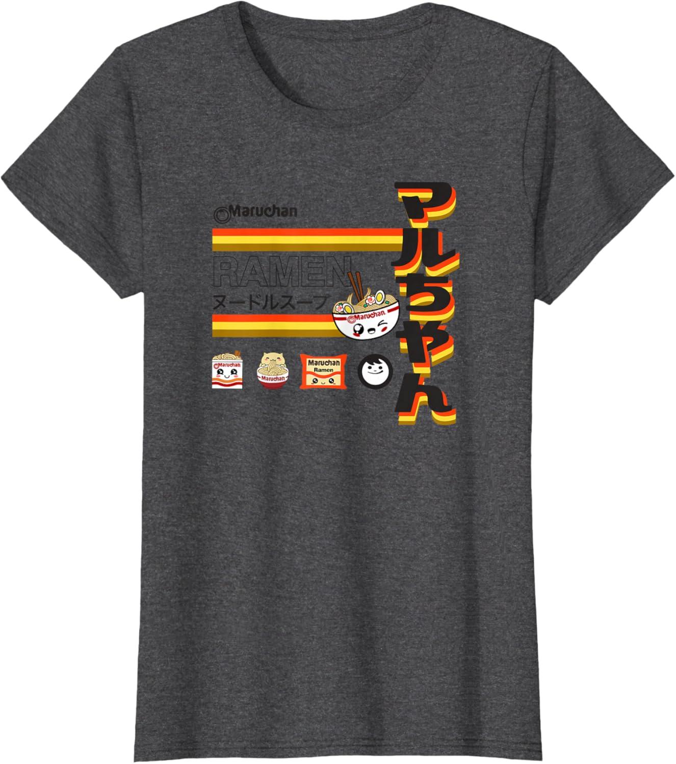 image:imageMaruchan Ramen Cute Anime Faces Poster TShirtDark Heather Grey