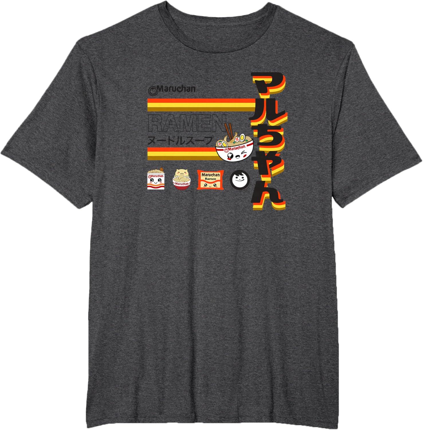 image:imageMaruchan Ramen Cute Anime Faces Poster TShirtDark Heather Grey