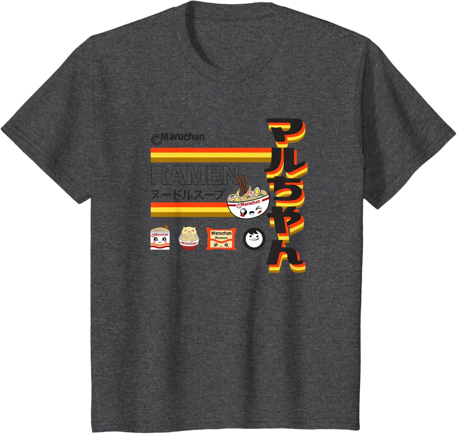 image:imageMaruchan Ramen Cute Anime Faces Poster TShirtDark Heather Grey