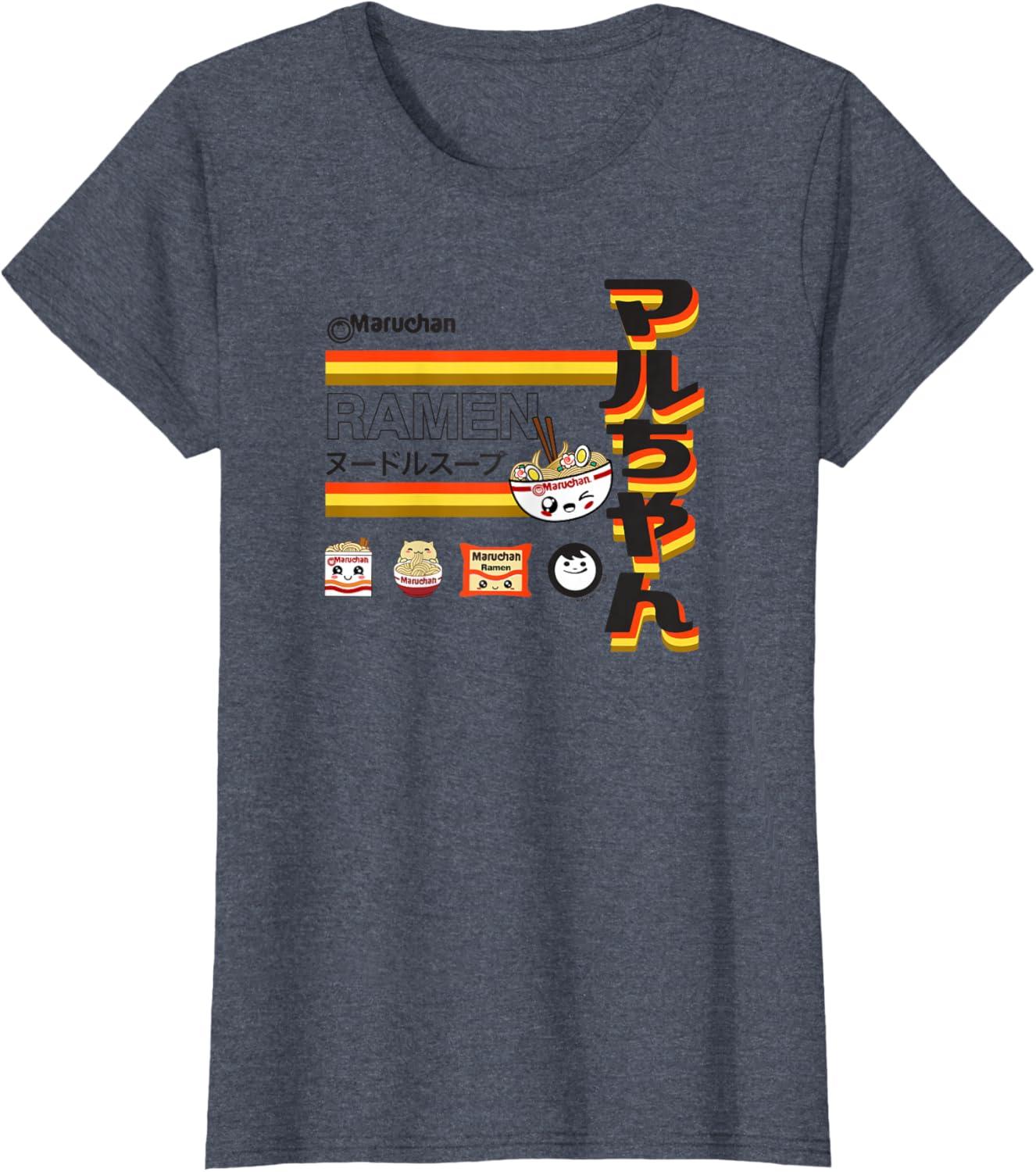 image:imageMaruchan Ramen Cute Anime Faces Poster TShirtHeather Blue