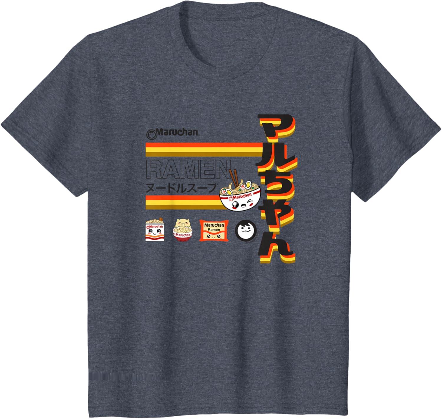 image:imageMaruchan Ramen Cute Anime Faces Poster TShirtHeather Blue