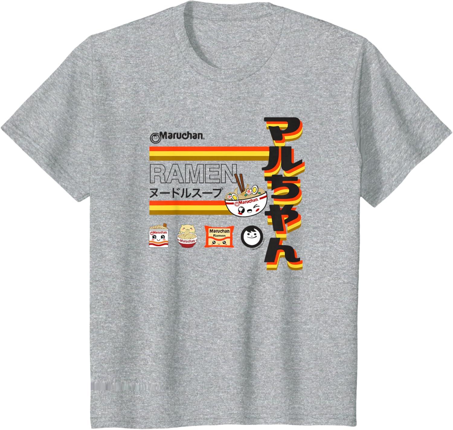 image:imageMaruchan Ramen Cute Anime Faces Poster TShirtHeather Grey