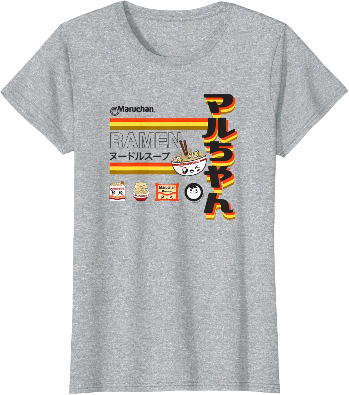 image:imageMaruchan Ramen Cute Anime Faces Poster TShirtHeather Grey