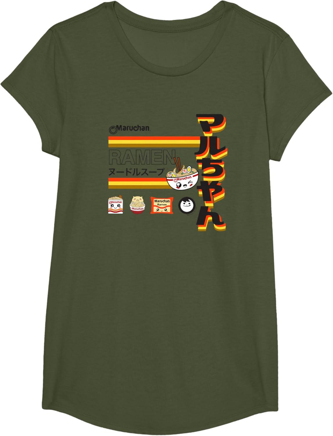image:imageMaruchan Ramen Cute Anime Faces Poster TShirtOlive Green