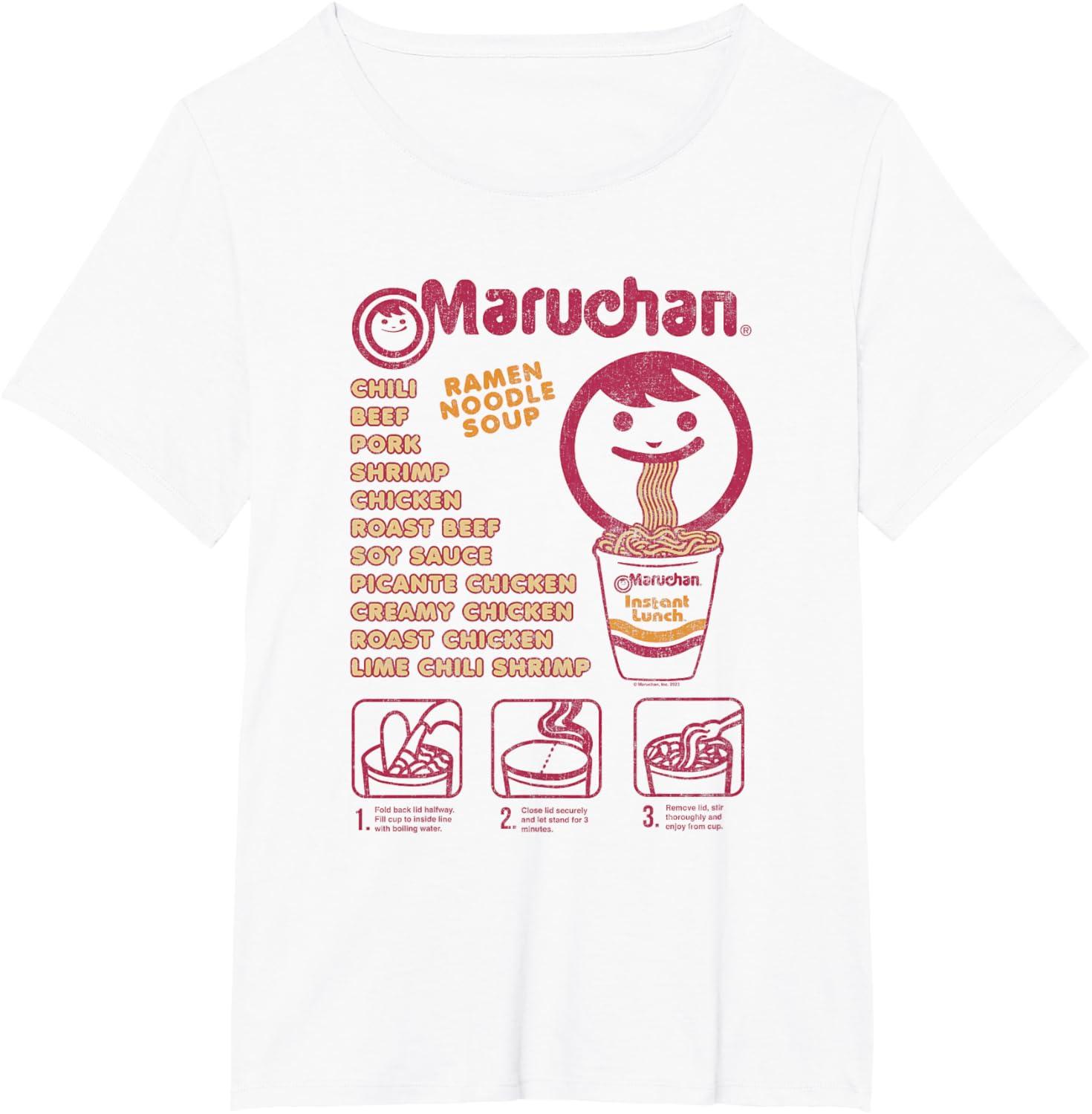 image:imageMaruchan Ramen Noodle Soup Preparation Steps Distressed TShirtWhite