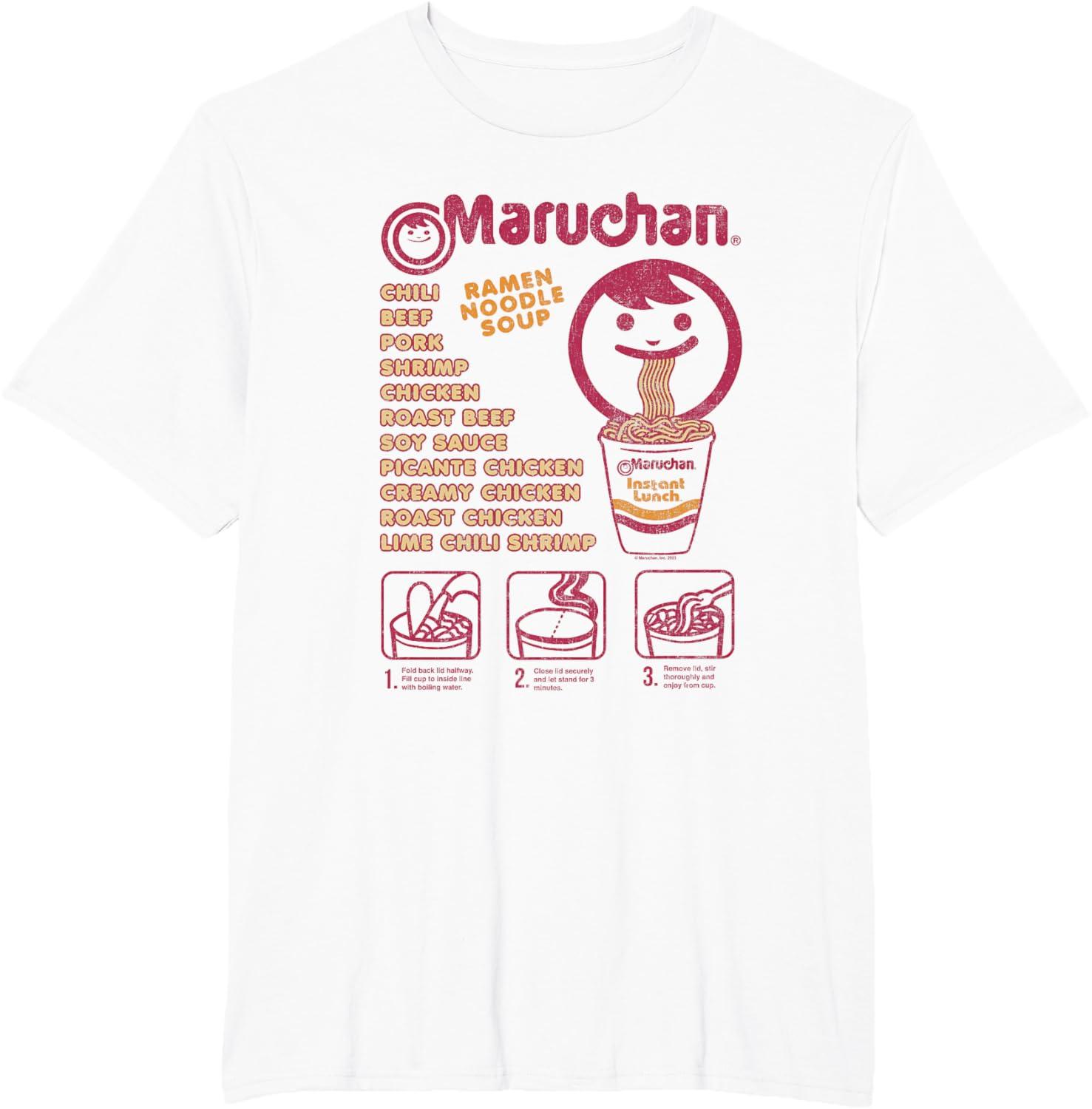 image:imageMaruchan Ramen Noodle Soup Preparation Steps Distressed TShirtWhite