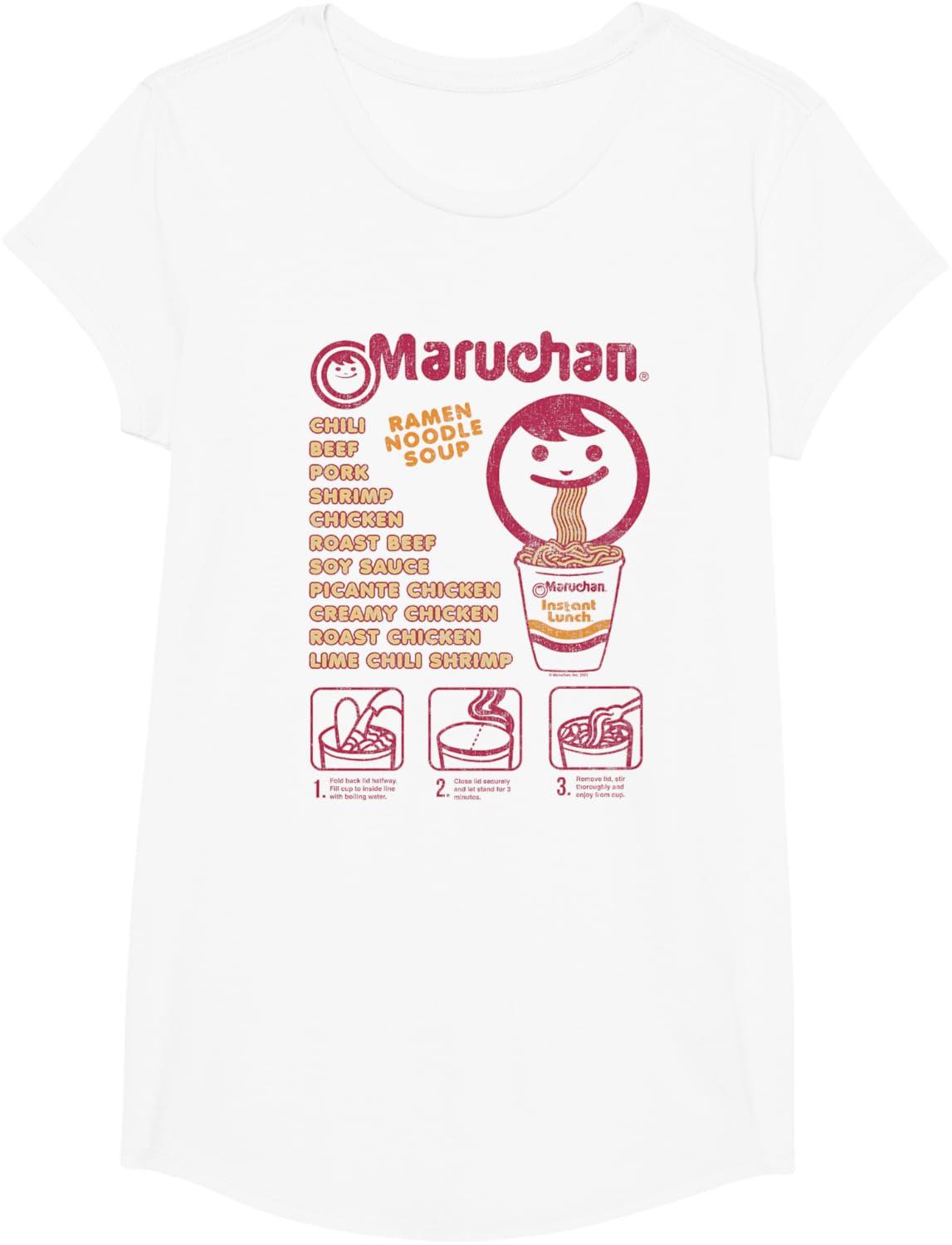 image:imageMaruchan Ramen Noodle Soup Preparation Steps Distressed TShirtWhite