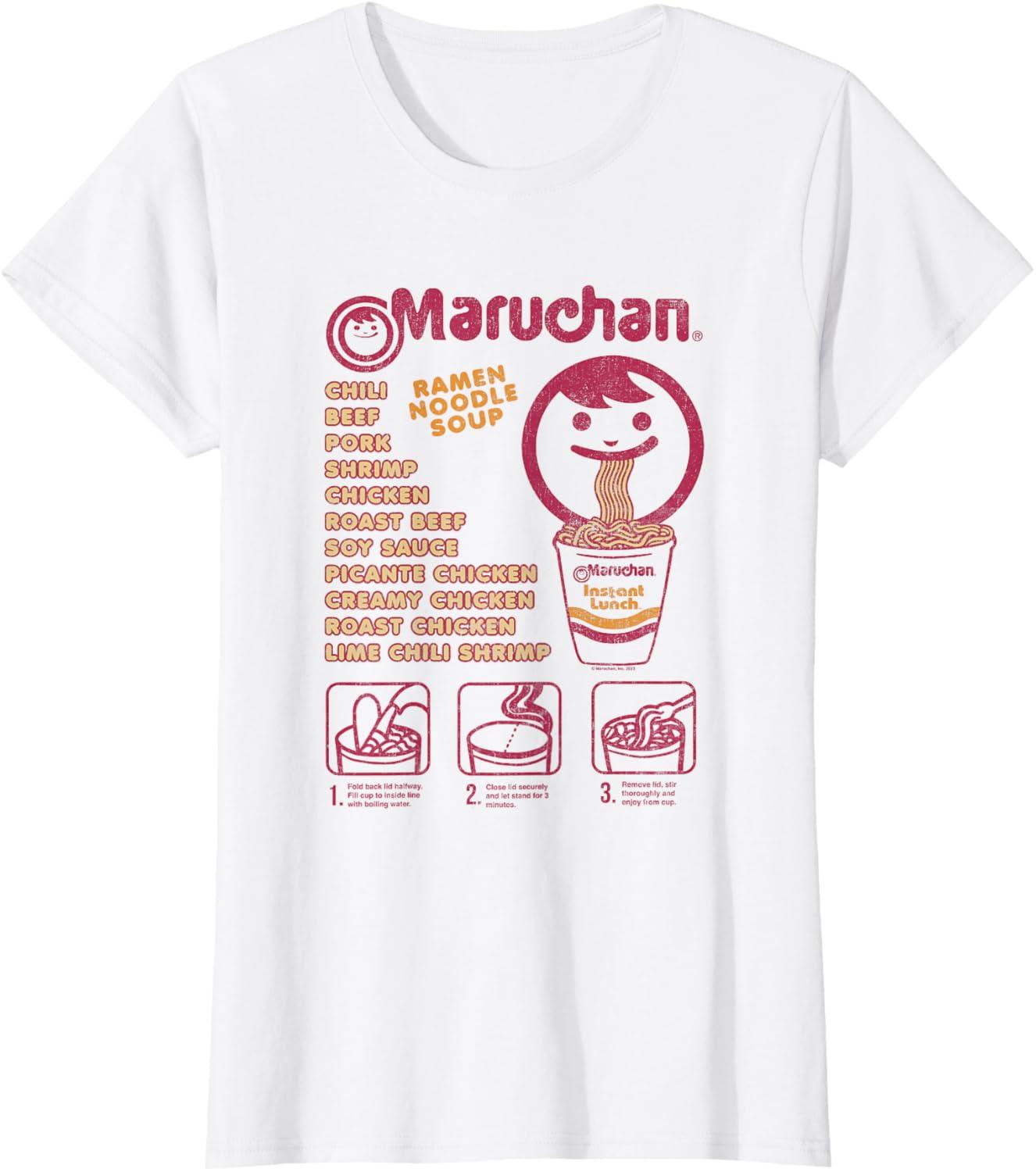 image:imageMaruchan Ramen Noodle Soup Preparation Steps Distressed TShirtWhite
