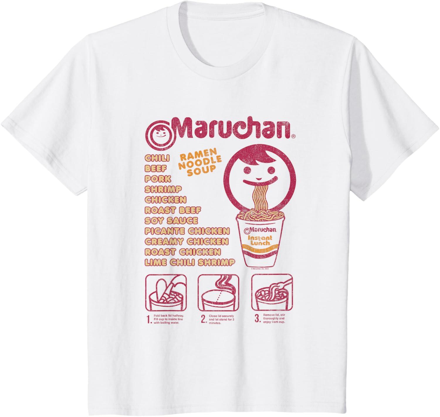 image:imageMaruchan Ramen Noodle Soup Preparation Steps Distressed TShirtWhite